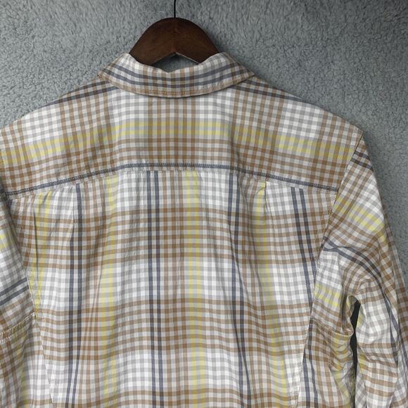 REI Co-op Shirt Mens Small Brown Yellow Plaid Button Down Stretch Hiking Travel - Picture 11 of 16